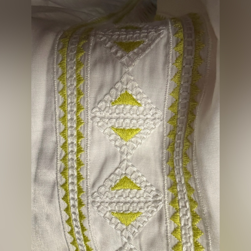 Silky Embroidered Boho Slip Dress Size M Coastal Lime Geometric Mini Size Medium - Picture 7 of 7